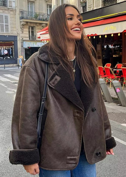 jacket Long Effet Cuir
